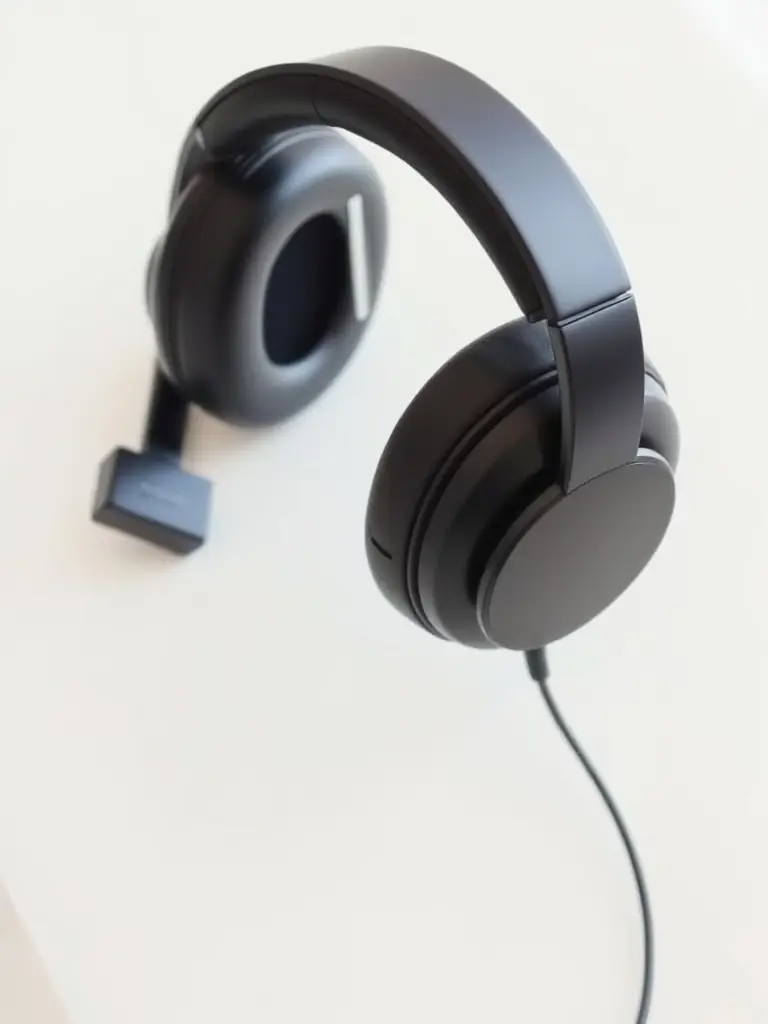 Studio shot of Anker Soundcore Q30 headphones, showcasing their affordability and decent noise cancellation, ideal for budget-conscious travelers in a headphone guide.